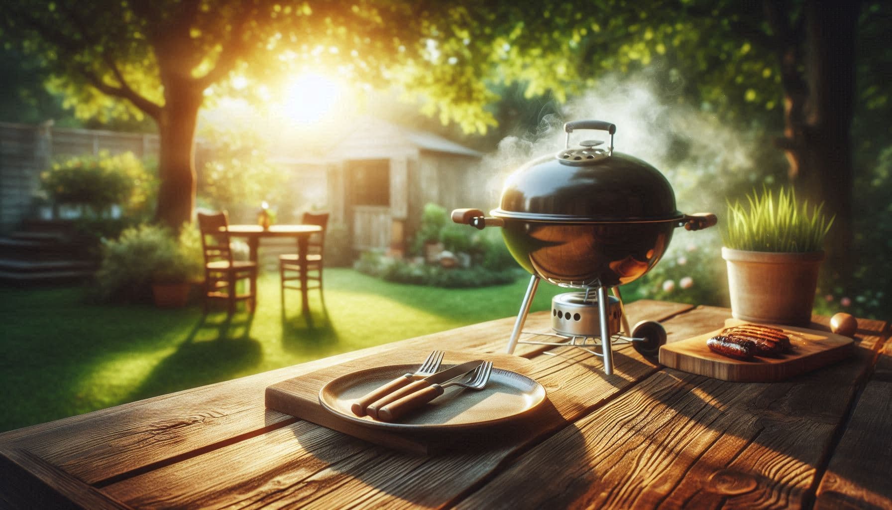 Barbecue in een tuinfeest voor housewarming