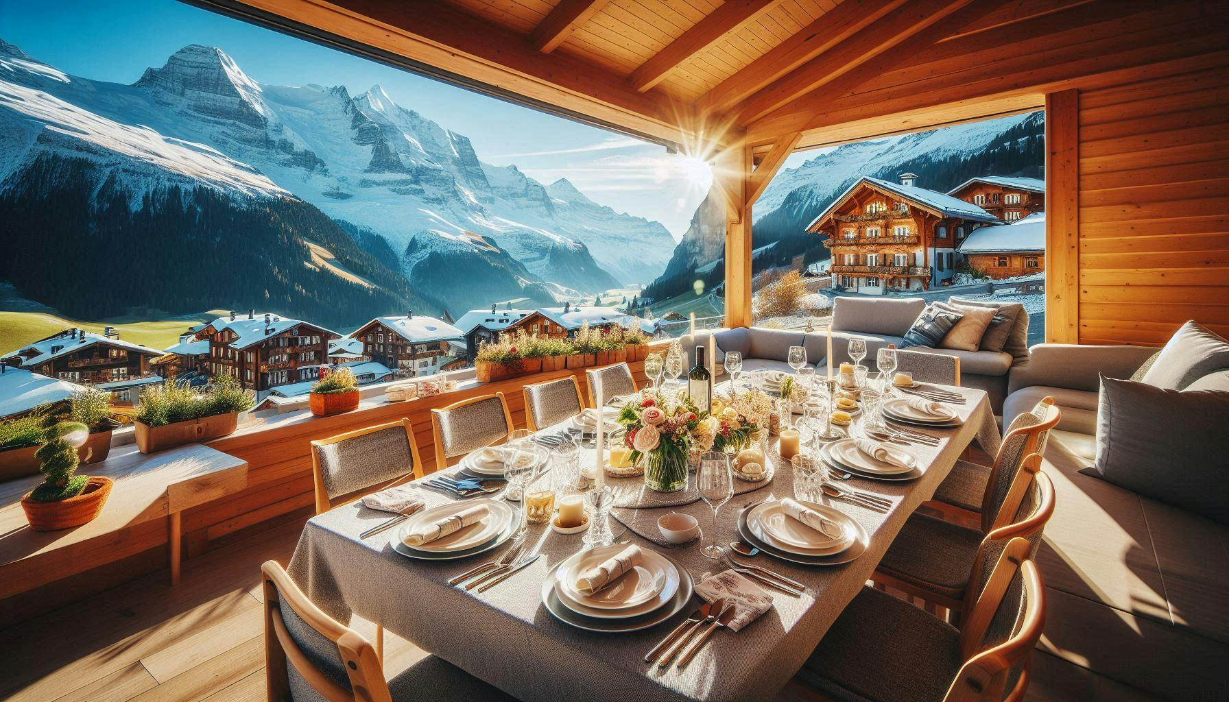 A mountainside dinner outside Chur in the summer