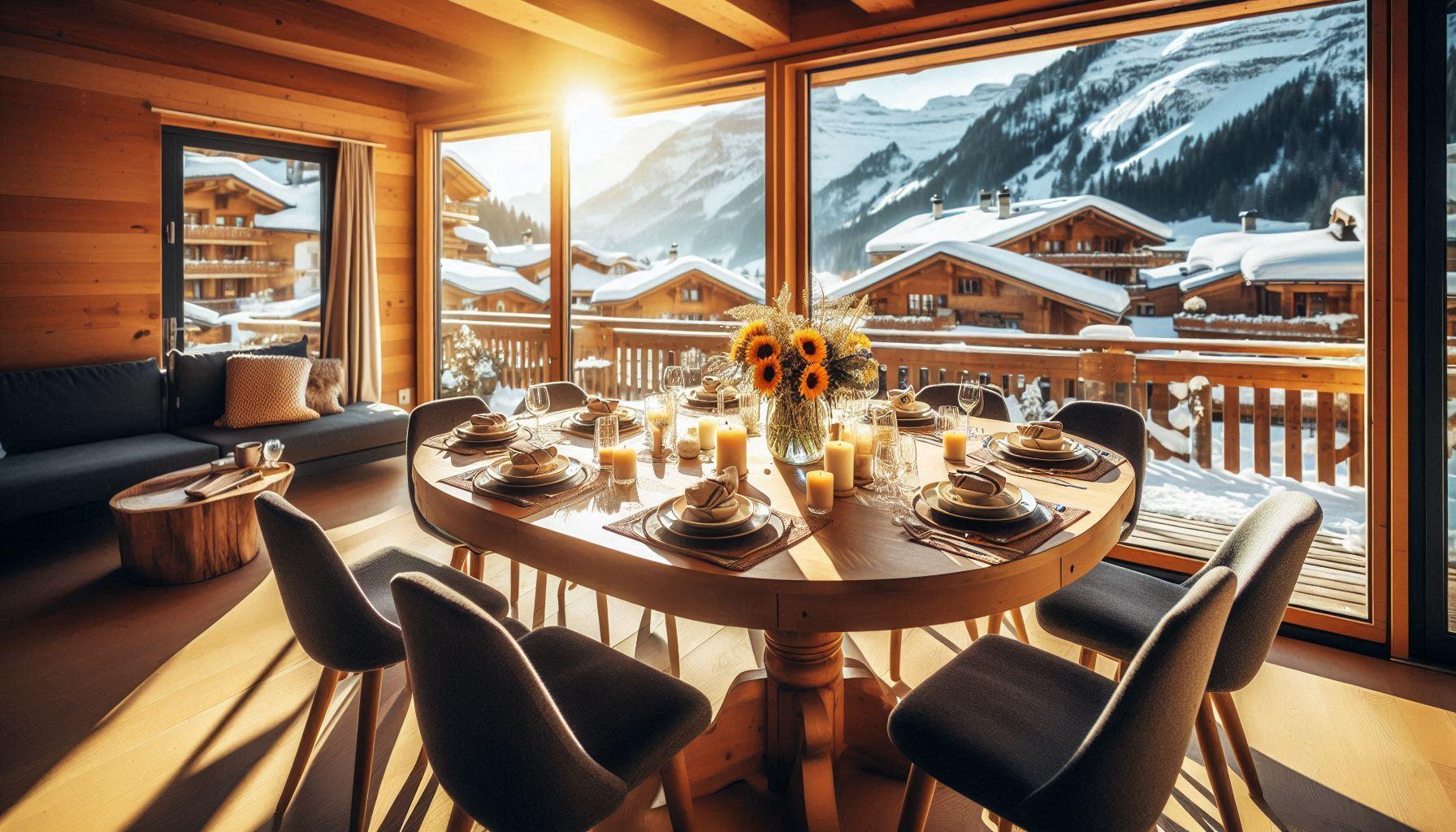 A private dinner during corporate ski private dinner party