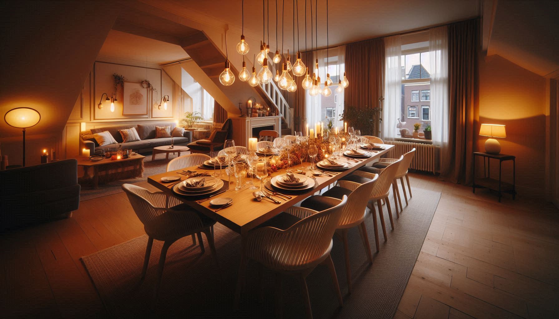 Een kok aan huis die een tafel heeft opgediend in Leiden, Zuid holland
